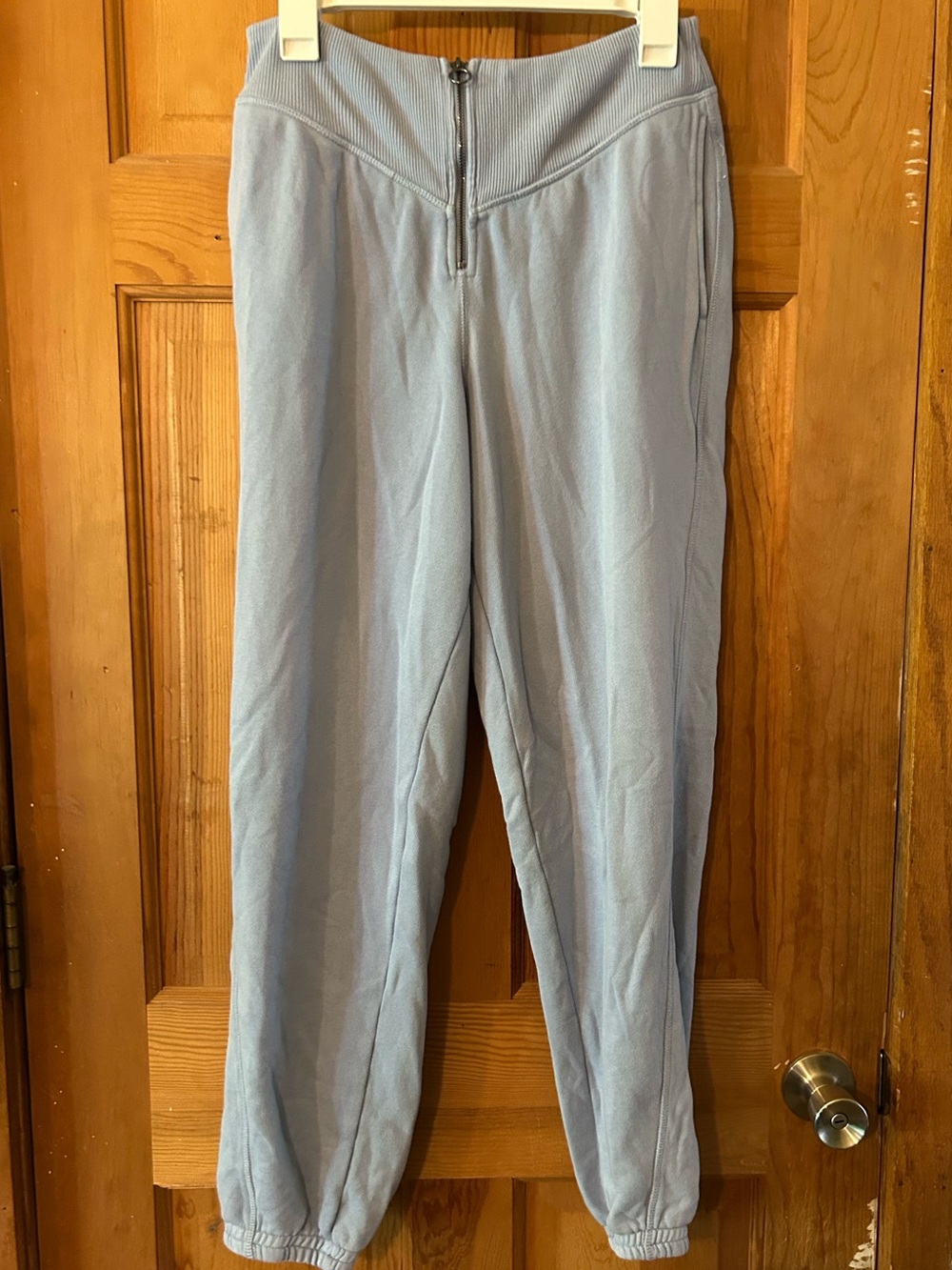 aerie Sherpa Fleece Corset Jogger — Light Blue Women's Zip-Front Joggers
